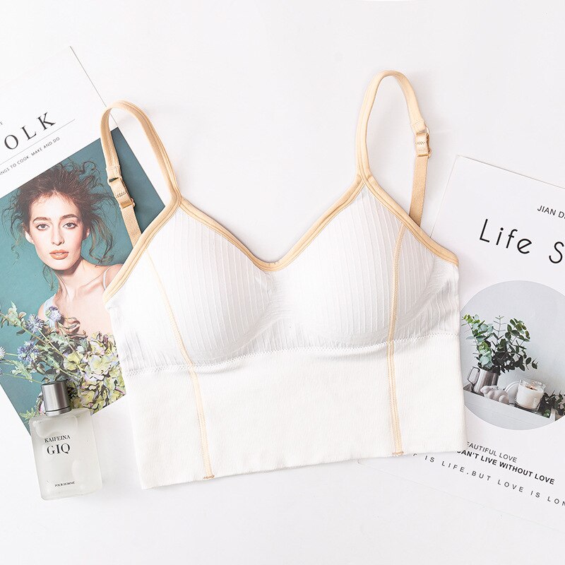 SVOKOR Seamless Bra Sexy U-Shaped Back Tube Top Cotton Bralette Bra Wireless Women Lingerie Brassiere Fitness Underwear: White Sexy Bra