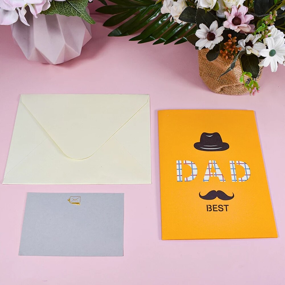 Tarjeta 3D del Día del Padre, tarjetas de felicitación de cumpleaños Pop-Up para el mejor papá, abuelo con sobre para tarjetas de para papás