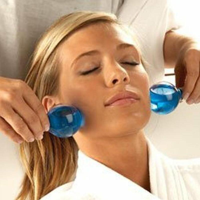 Rodillo de frío para masaje facial y cuello para mujer, bola de cristal antiarrugas cómoda, 2 uds.