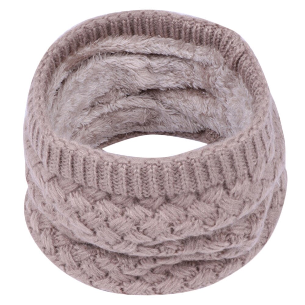 3-15 years KIDS Winter Scarf For Children Knitted Baby Ring Scarf Children Scarf Neck Cotton Thickened Collar Scarves For Girl: Khaki