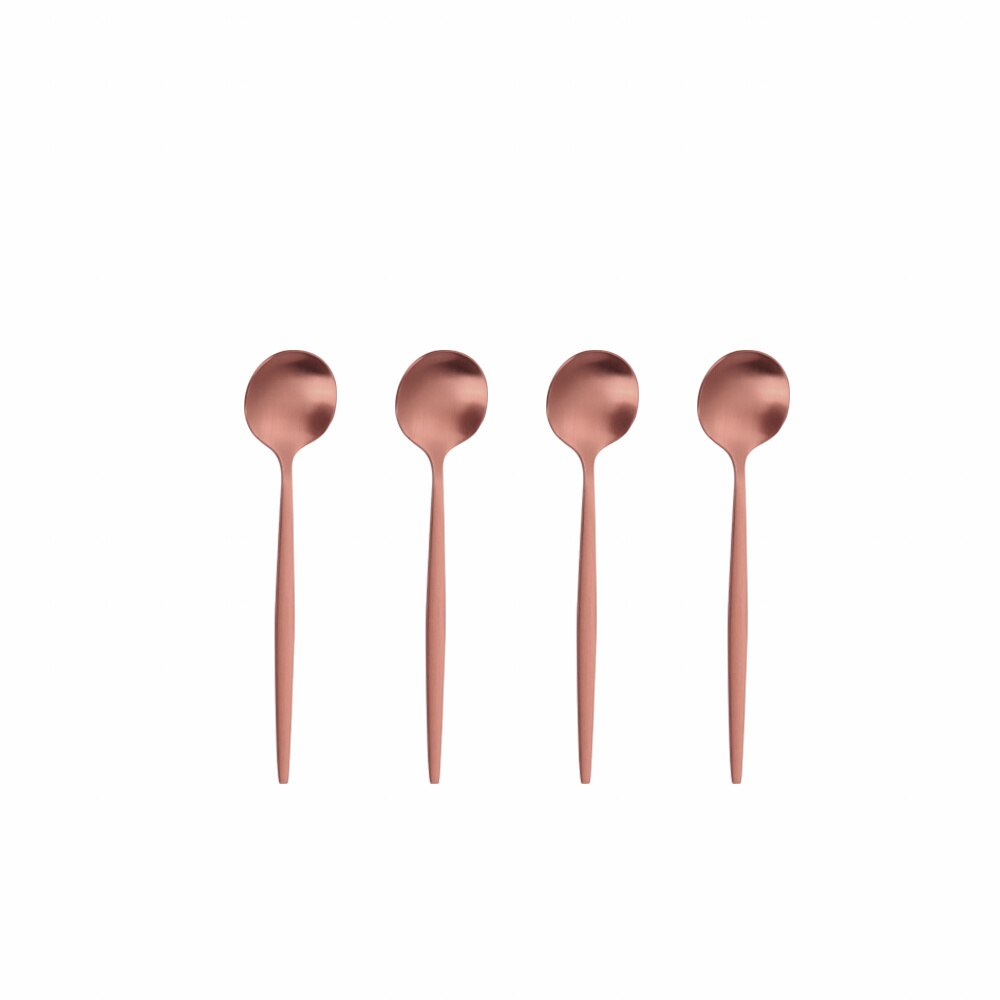 4 Pcs Coffee Spoons 304 Stainless Steel Matte Ice Cream Honey Spoons Flatware Coffee Drinking Tools Kitchen Gadget Teaspoons Set: rosegold