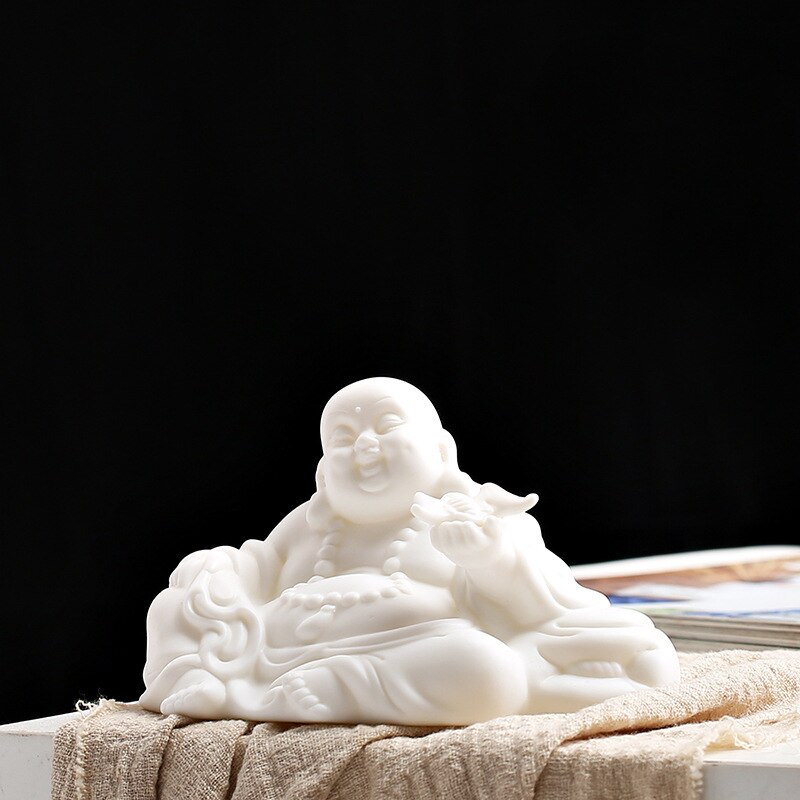 Keraamiset käsityöt valkoinen posliini buddha patsas guanyin kodin sisustuskoristeet auton koristeet turvaavat pahuutta: Tuleva buddha