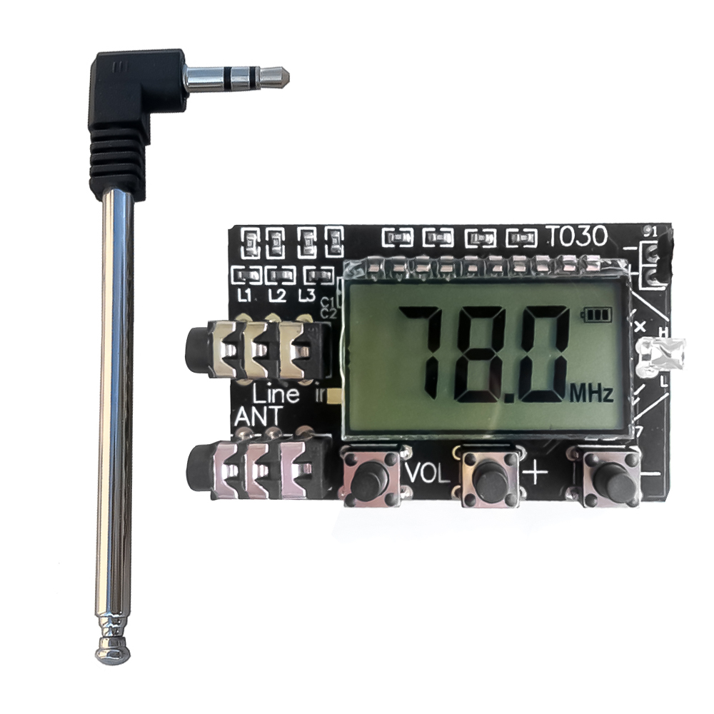 Digitale LCD 2 kanaals FM stereo zender board draadloze audio transmissie fm 78 MHz tot 108 MHz module met antenne DC 3.6 V-15 V