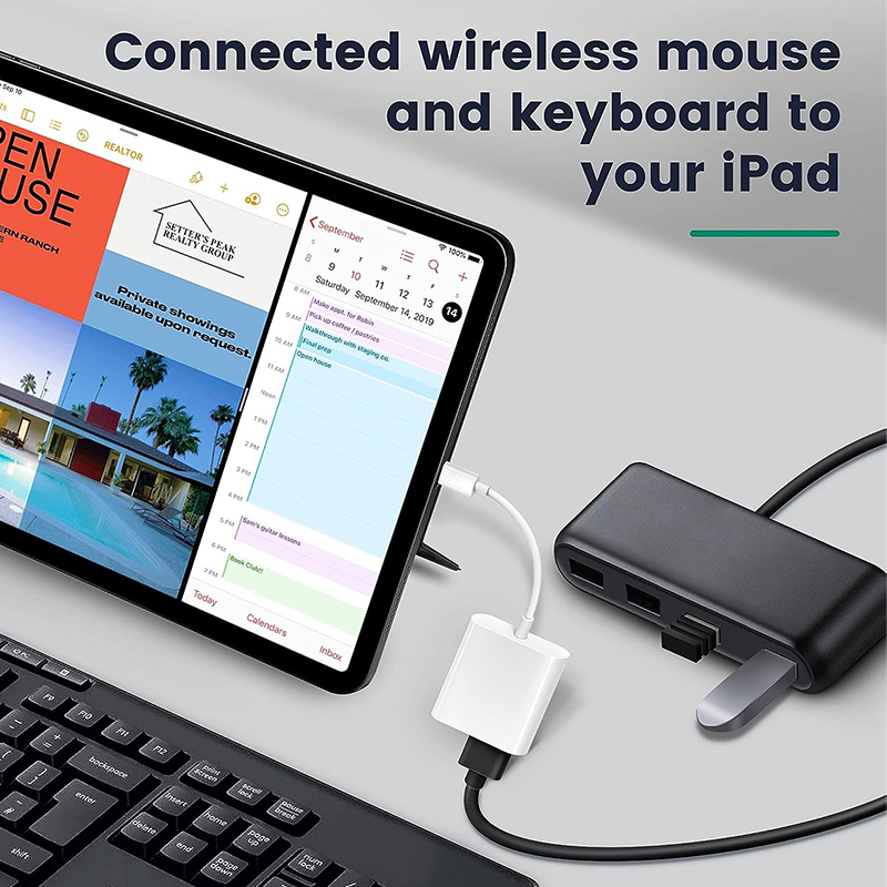 Adapter OTG Lightning na USB 3.0 Adapter USB typu C do iPhone'a 14 13 12 11 Pro Max X XS Rozdzielacz USB C Konwerter danych Ekspander