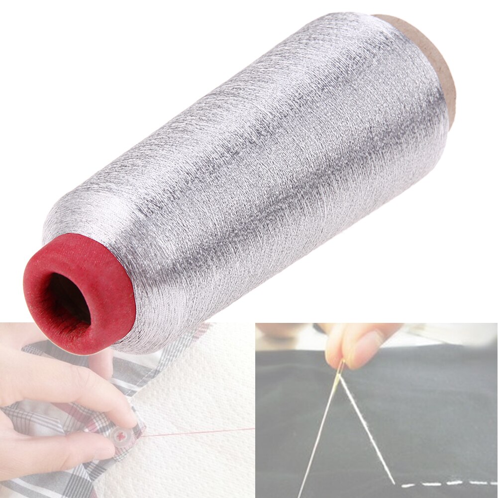Hilo de coser de punto de cruz para ordenador, dorado/plateado, línea bordada, textil, hilo metálico