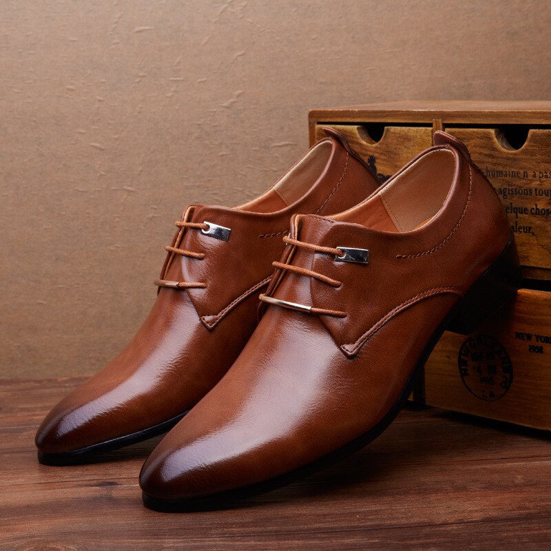 Spring Autumn Men Leather Oxford Shoes Men Dress Business Shoes Formal Shoes Pointy Shoes Big Size 38-45