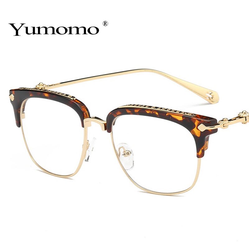 Retro Classic Clear Frames Glasses Men Women Eyeglasses Vintage Half Metal Eyewear Frame
