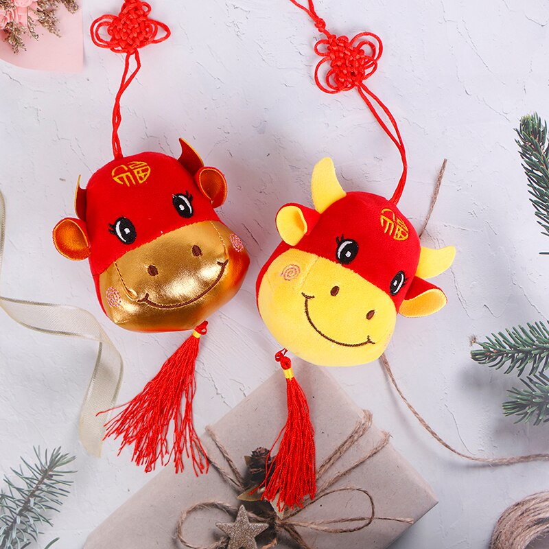 1PC nouvel an taureau en peluche jouet veau poupée vache en peluche pendentif avec ventouse pour enfants enfants