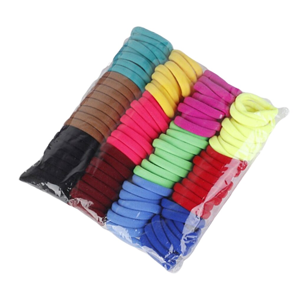 100 stücke Weiche Bunte Haarband Pferdeschwanz-Halfter Elastische Krawatten Bands Mädchen freundlicher Stirnband freundlicher Haar Zubehör: dunkel Farbe 5cm