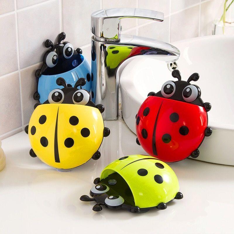 1PC Cute Ladybird Beetle Toothbrush Toothpaste Shelves Pencil/Pen Storage Holders Racks Children bathroom accessories для дома