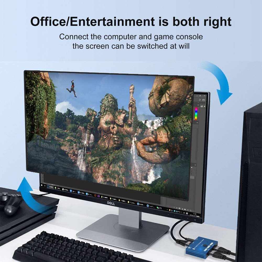 8K 2x1 Switch HDMI 2.1 Two-way Bi-direction Switch HDR10 4K@120Hz HDMI Switcher 2x1 1x2 Splitter for PS5 PS4 PS3 Xbox PC To TV