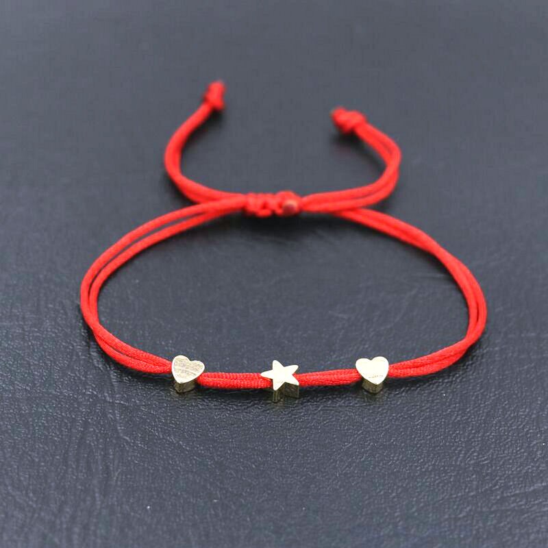 BPPCCR Glück Liebe Herz bilden Sterne Charme Paare Armbinde Dünne rot Seil Gewinde Schnur Abstand Armbänder Für Männer Frauen: Mitte Stern