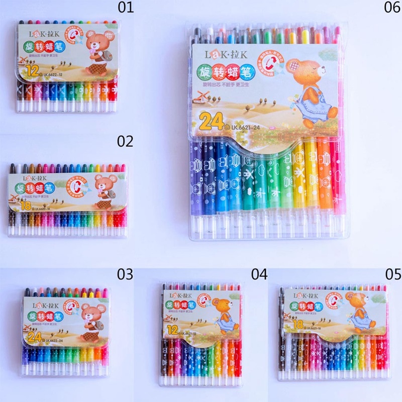 8/12/24 Colors Crayons Cartoon Drawing Non-Toxic Oil Pastels Kids Student Pastel Pencils Art Supplies Rotatable