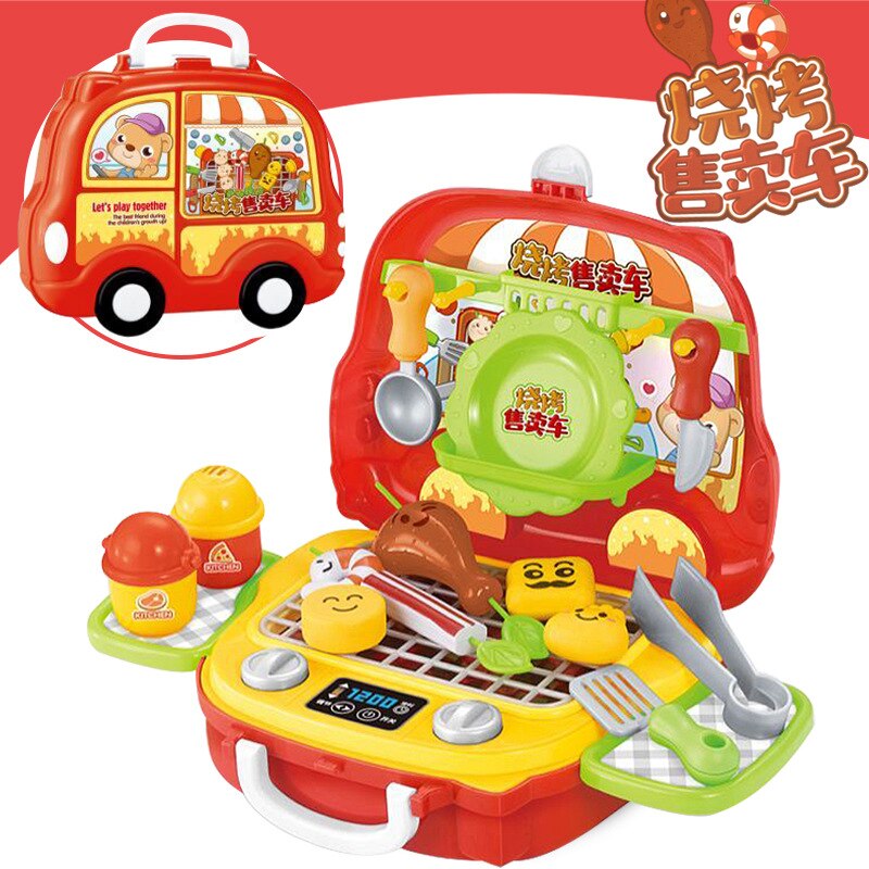 Fahrzeug Modelle Hand Arzt einstellen Kosmetik fallen Küche Spielen Haus Spielzeug Pädagogisches Geschirr Reise Eine Gepäck Mit Rolle: Grill Der Umsatz Pushcart