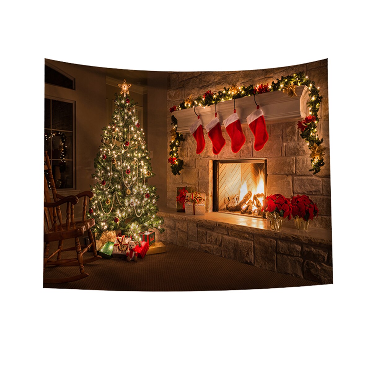 Wall Hanging Tapestry Merry Christmas Tree Reindeer Fireplace Winter Forest Tapestry Bedroom Living Room Dorm boho decor: 7