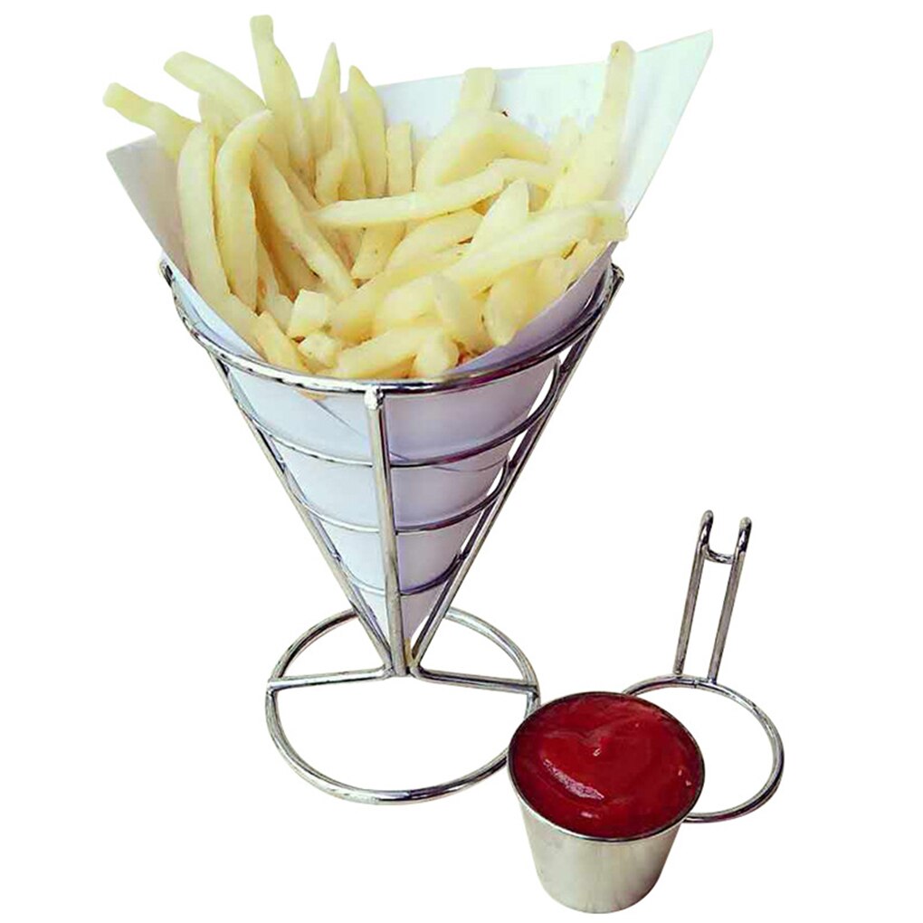 3 PCS electroplating single head french fries rack buffet cone snack display rack fried chicken cooked food display rack