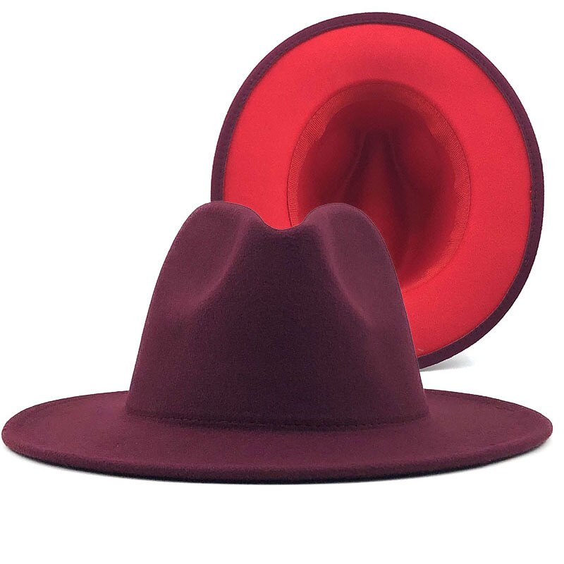 Sombreros de fondo rojo para hombre y mujer, gorra de Jazz, sombrero de vaquero, gorra de Color de doble cara, ,: 99