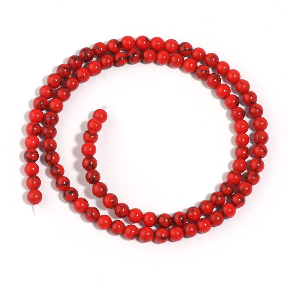 Perles Rondes en Pierre Turquoise Naturelle Rouge, Couleur Noire, 4, 6, 8, 10, 12mm, pour Bricolage, Bracelet, Collier, Bijoux: Black