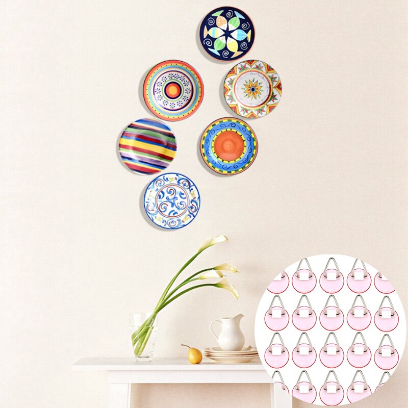 2.2cm Invisible Adhesive Plate for Wall (20 Hanger Vertical The Set Plate Holders Pack )home Accessories Multi-Purpose Hooks