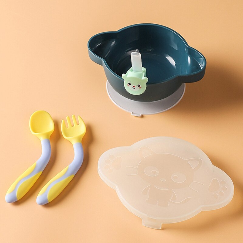 Vajilla de silicona para tazón para bebés, utensilios de alimentación sólidos para bebé, contenedores de almacenamiento de alimentos, juegos de plato de bebé