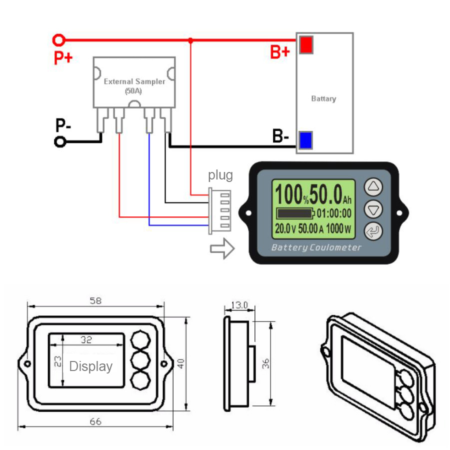 DC8-80V 50A Battery Coulometer TK15 Precision Battery Tester for LiFePo Coulomb Counter 12003192