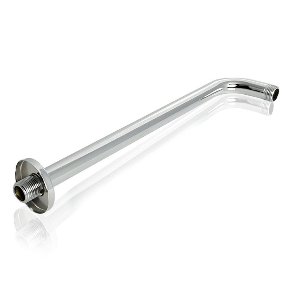 L-Shaped Shower Arm Extension With Flange 16 Inch Length Stainless Steel in Polished Chrome Replacement for Rainfall Shower Head