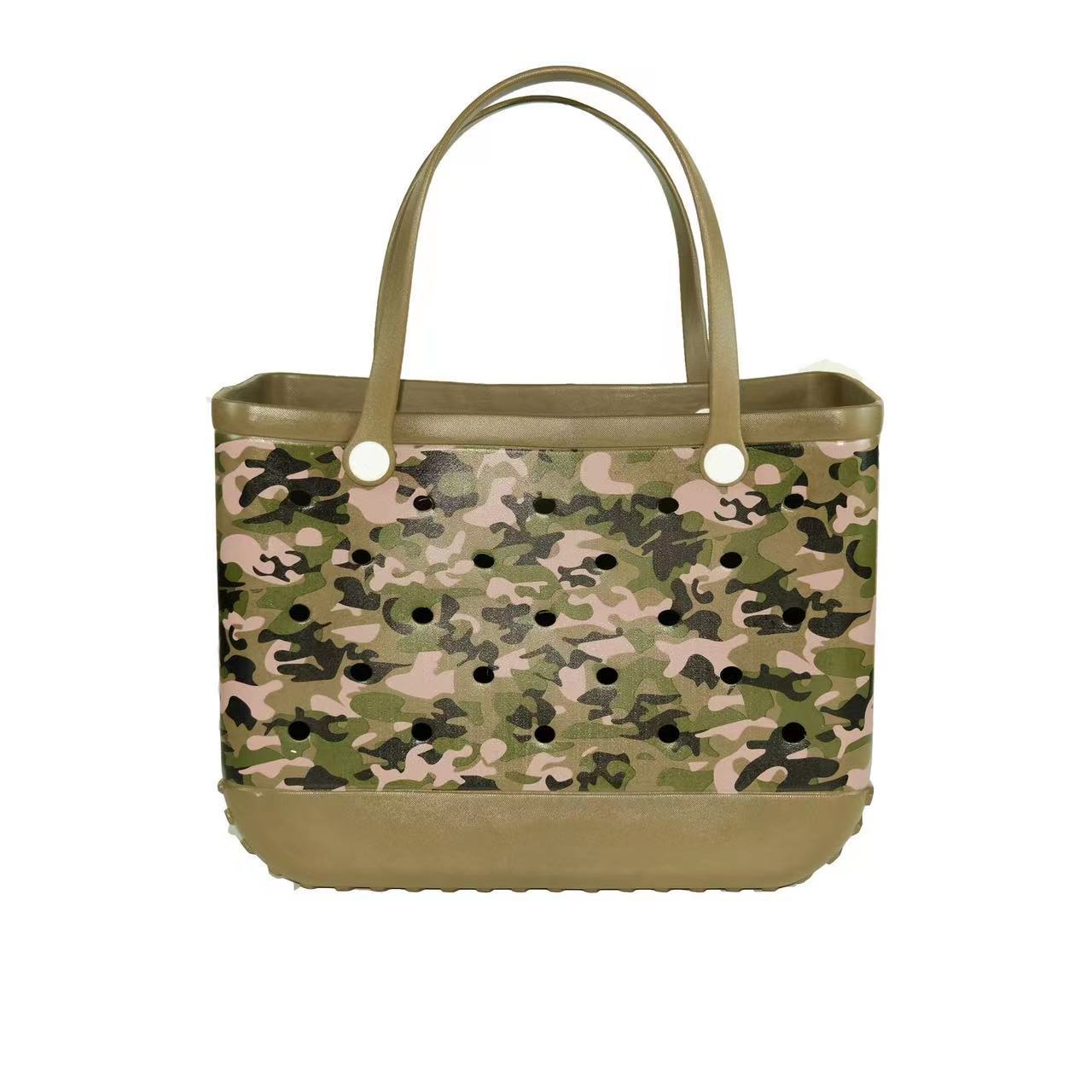 Cesta para exteriores, bolsa para mascotas, bolsa grande con agujero de EVA, bolsa de almacenamiento para playa, bolso de hombro con filtro de agua hueco impreso de gran capacidad