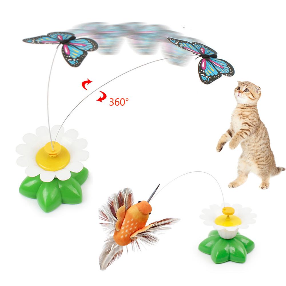 Electric Cat Toy Automatic Rotating Colorful Butterfly Bird Animal Shape Plastic Funny Pet Dog Kitten Interactive Training Toys