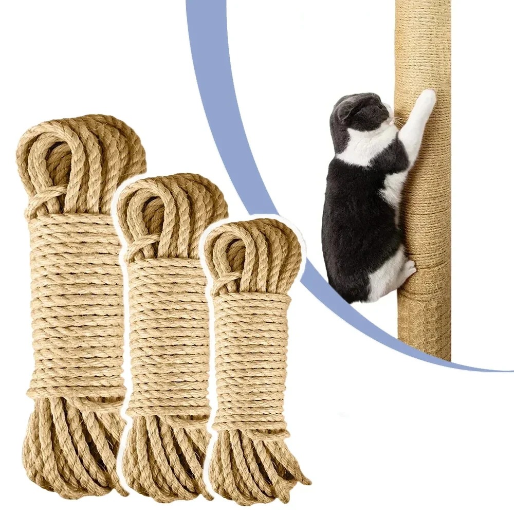 Cat Scratcher Rope DIY Natuurlijk Sisal Touw Speelgoed Katten Poot Klauw Meubelbeschermer Krabpaal Toren Klimrek Bindend touw