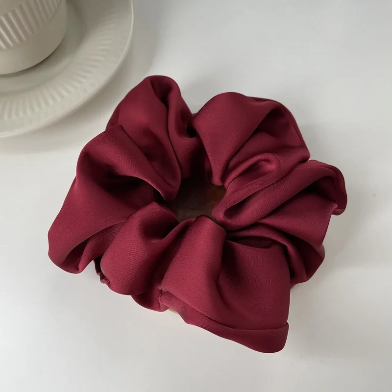 Accesorios para el cabello De Seda francesa para Mujer textura elástica Cheveux Complementos De Scrunchies Gomas Pelo Mujer bandas corbata satén: Marfíl