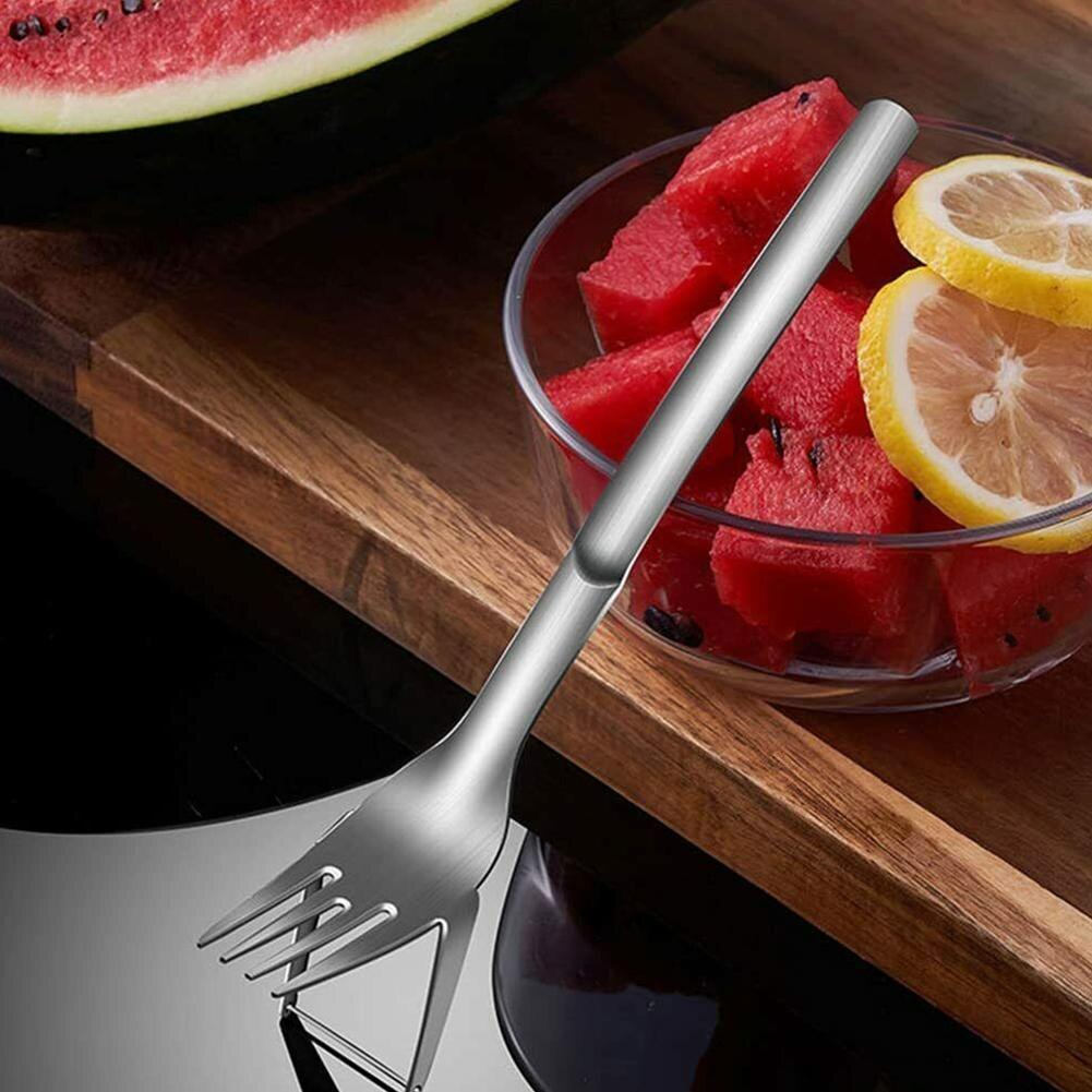 Watermelon Slicer Cut Melon Tool Stainless Steel 2In1 Watermelon Fork Fruit Slicer Melon Fruit Cutting Kitchen Accessories