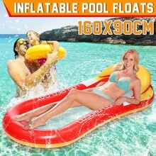 160x90cm Wasser Deck Stuhl Aufblasbare Pool Float Sommer Luft Bett Klapp Strand Liege Schwimm Bett Aufblasbare Floß schwimmen Board