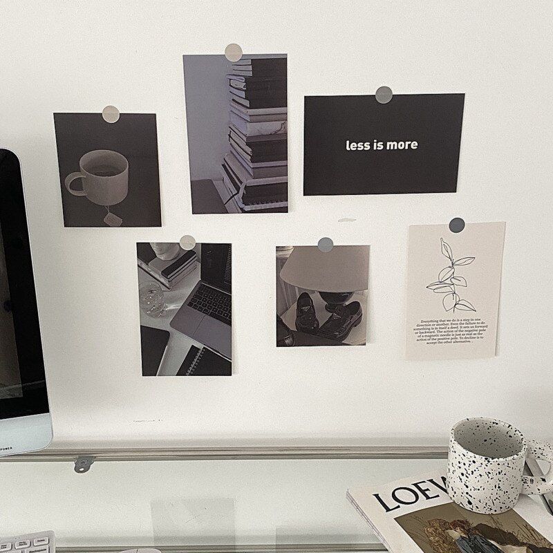 Ins Simple Style Personality Decorative Card Bookstore Cafe DIY Home Decor Art Background Wall Photo Props Postcard 6 Sheets