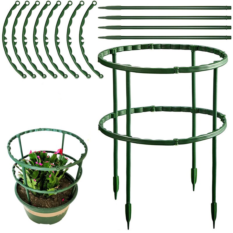 Garden Plant Support Cages Half Round Flower Holder Stake Plastic Flower Pot Climbing Trellis Orchard Rod Gardening Bonsai Tool