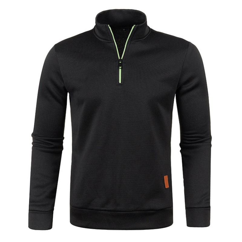 Höst herrtröjor med halv dragkedja långärmad enfärgad tröja med polotröja streetwear vinter varm jacka sportrockar: M / Guld-