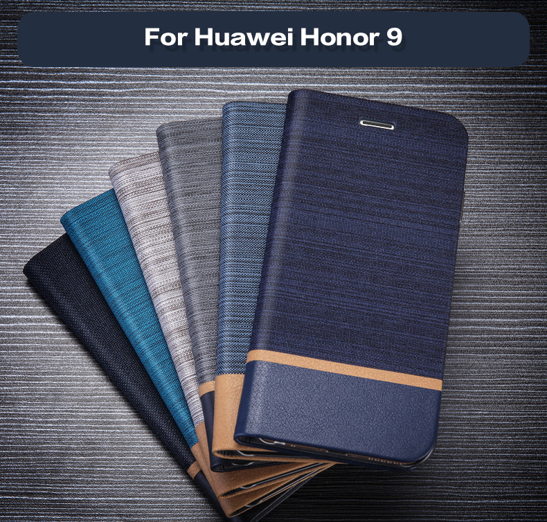 Pu Leer Phone Case Voor Huawei Honor 9 Flip Boek Case Silicone Back Cover Voor Huawei Honor 9 Visitekaartje slot Case