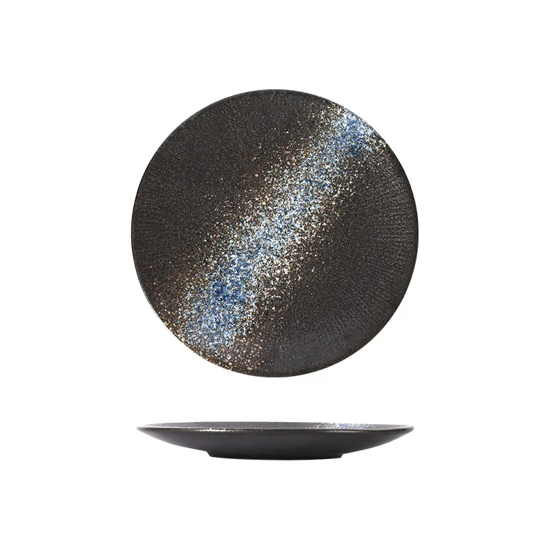 Einfacher runder Keramikteller Ich bin japanischen Stil, kreativer Steak-Essteller, Nudellinie, flaches Erzähler, westliches Restaurant-Geschirr