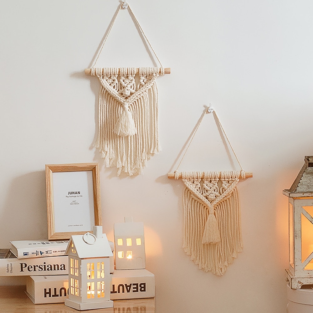 Bohemia Macrame Wall Hanging Hand Woven Boho Decor Wall Tapestry for Bedroom Living Room Crochet Rope Backdrop Mandala Pendant