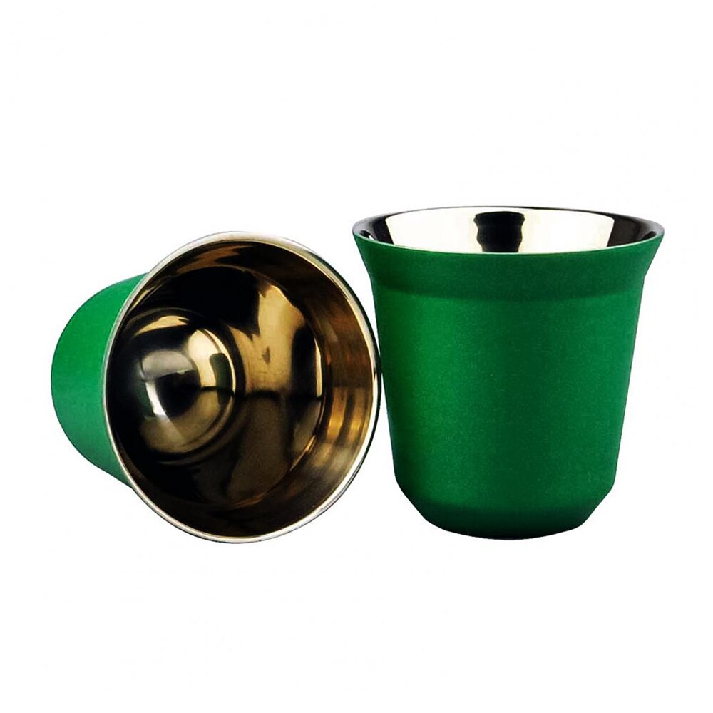 Tasse à expresso à Double paroi en acier inoxydable 80ml, isolant, en forme de Capsule, mignon, Thermo: E