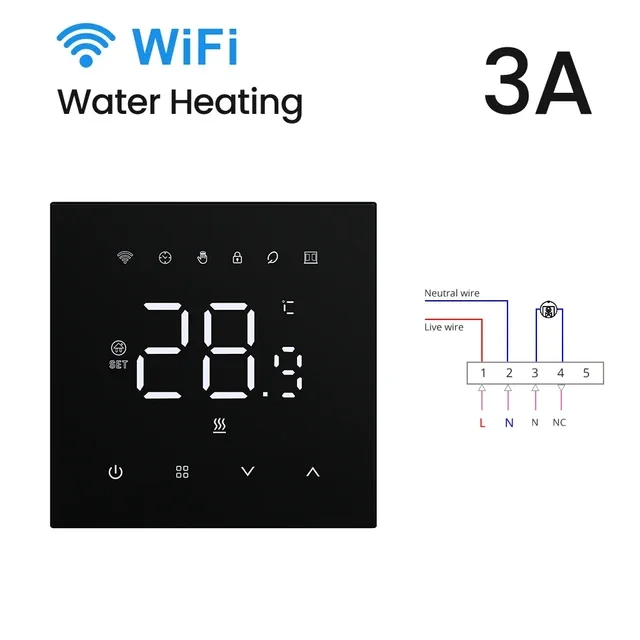 MIUCDA Tuya Wifi Thermostat intelligent chauffage électrique eau chaudière à gaz régulateur de température fonctionne avec Google Home Alexa Alice: WHITE