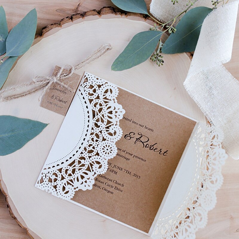 Kleine Kaart Custom Print Bruiloft Wenskaart Wit Print Uitnodiging Uitnodigingskaart