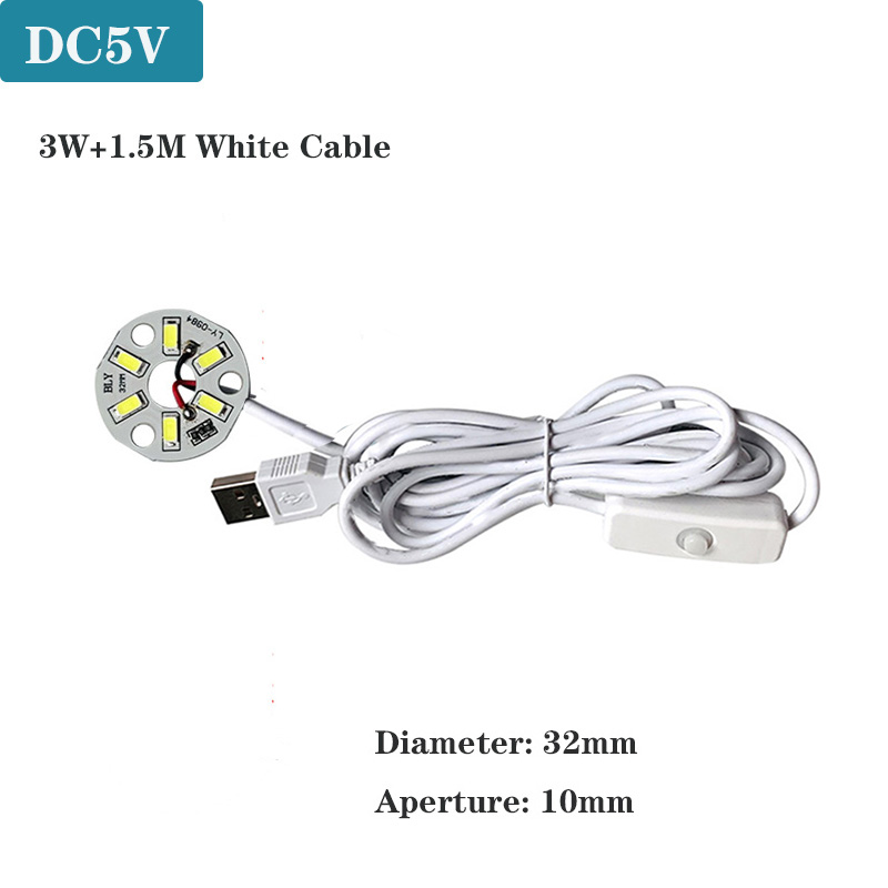 1 pièces DC5V puces LED à intensité variable SMD5730 lampe à LED USB variateur 2W 3W 5W 10W 30W panneau lumineux blanc lumière chaude avec câble de commutation marche/arrêt