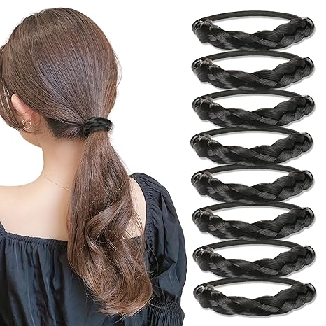Rubber Band Made of Hair Rope Simulation Wig Head Rope Wig Hair Ring Straight HairTie Ponytail Elastic Hair Accessories: Ivory