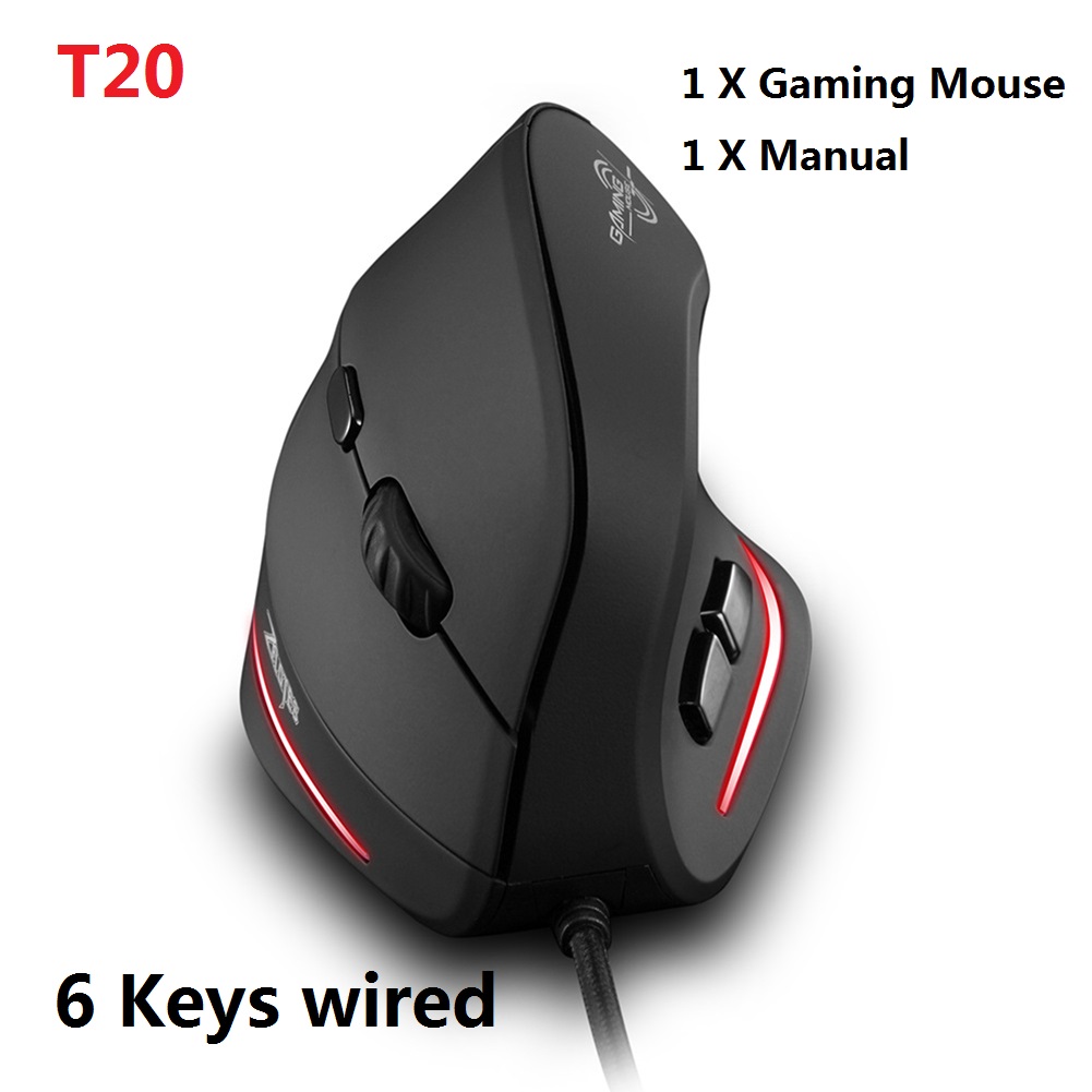 ZELOTES – souris optique de jeu C-10 DPI, 5 Modes, verticale, avec lumière LED RGB, pour ordinateur de bureau, PC et Notebook, 10000: T20