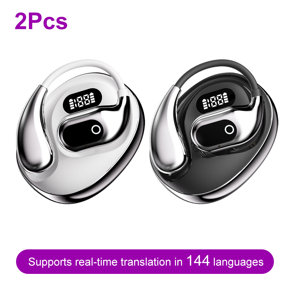 AI Tłumacz - Bezprzewodowe Słuchawki Bluetooth 5.3 z Dwukierunkową Transmisją w Czasie Rzeczywistym, Nauszne Słuchawki Hi-Fi dla Podróżników Biznesowych i Zwiedzających: FIOLETOWY
