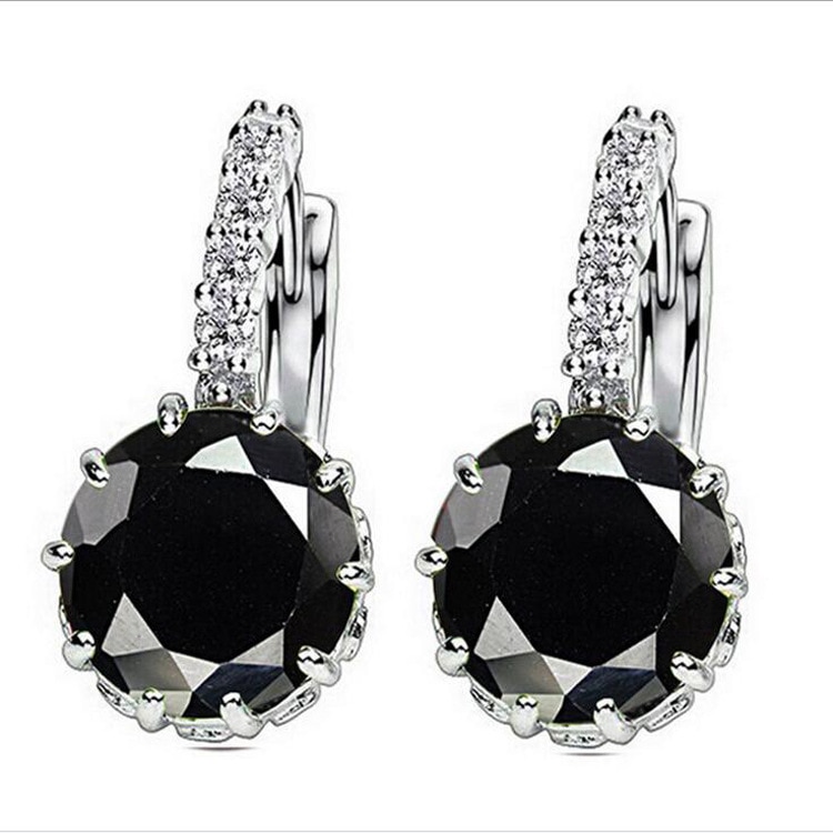 1 pz di Vendita Blu Orecchio di Lusso Orecchini A clip Donna Rotonda con cubo Zircon Degli Orecchini Del Fiore Dei Monili Delle Donne