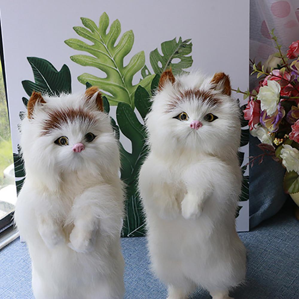 Realistic Cute Standing Fortune Cat Household Photography Props Car Decor