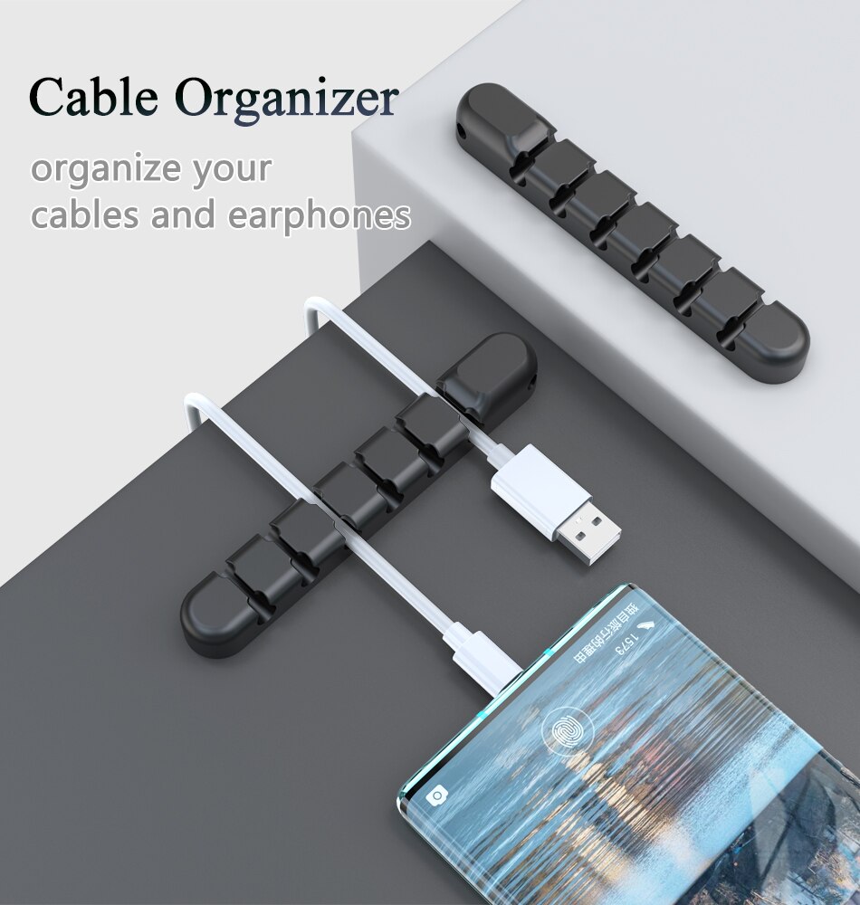 LokFo A01 Silicone Cable Organizer Desktop Arranger 5 Clips