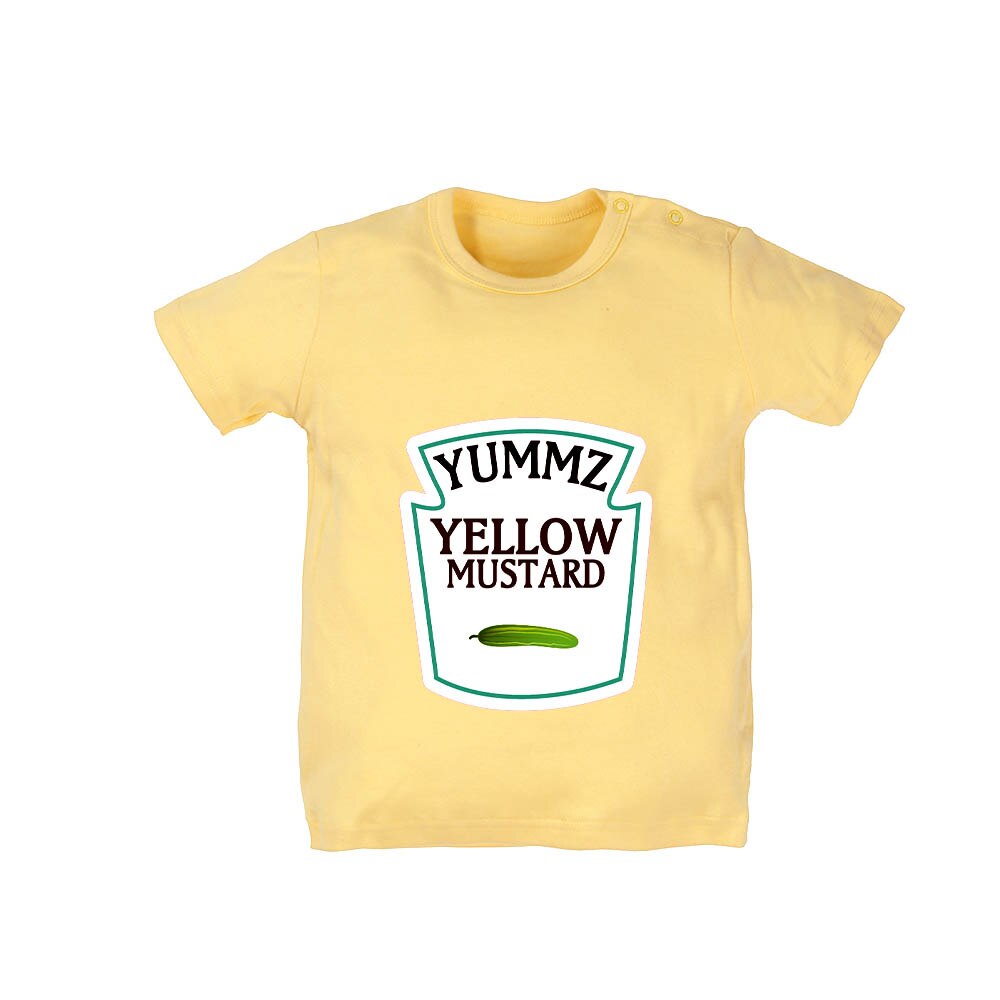 2018 Nuovo Disegno Yummz Pomodoro Ktechup e Giallo Senape T-Shirt Giallo e Rosso Del Bambino di 1-4 t: yellow / 18m