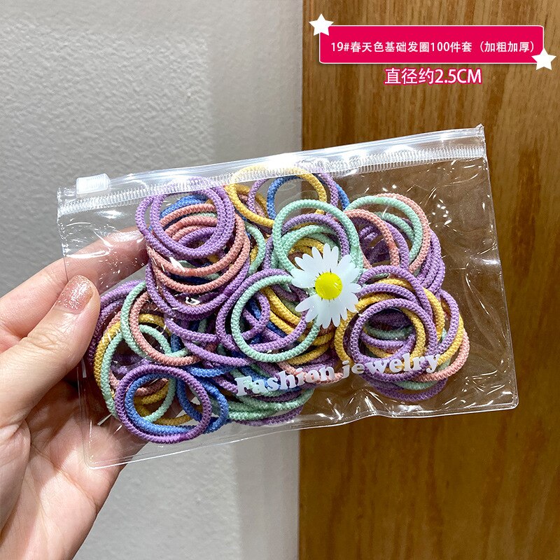 Bandes de cheveux pour bébés, 100 pièces, attaches colorées pour enfants, couvre-chef élastiques, accessoires pour filles: Lingge 100 PCS